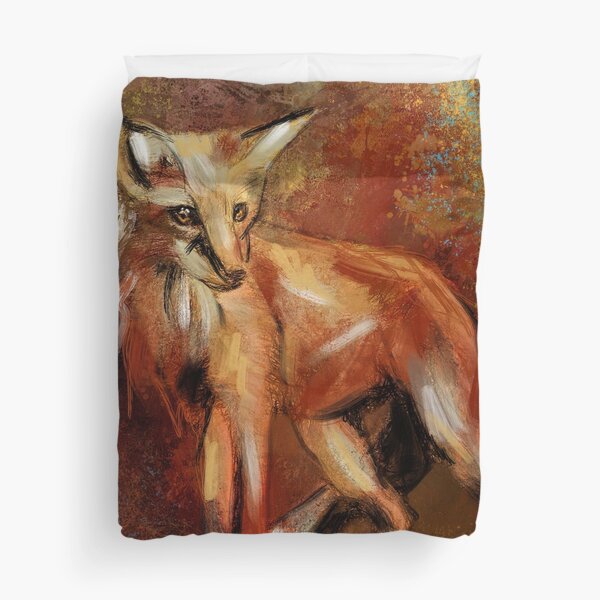 Abstract Red Fox Duvet Cover