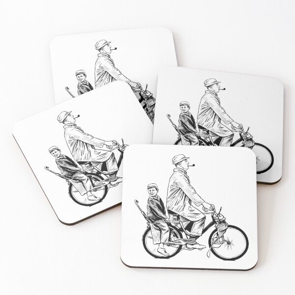 Item preview, Jacques Tati on the bike - black and white illustration designed and sold by Lisa-Mona.