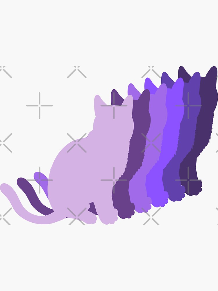 Thumbnail 3 of 3, Sticker, Purple Sunset Colored Cats designed and sold by catladyjoy.