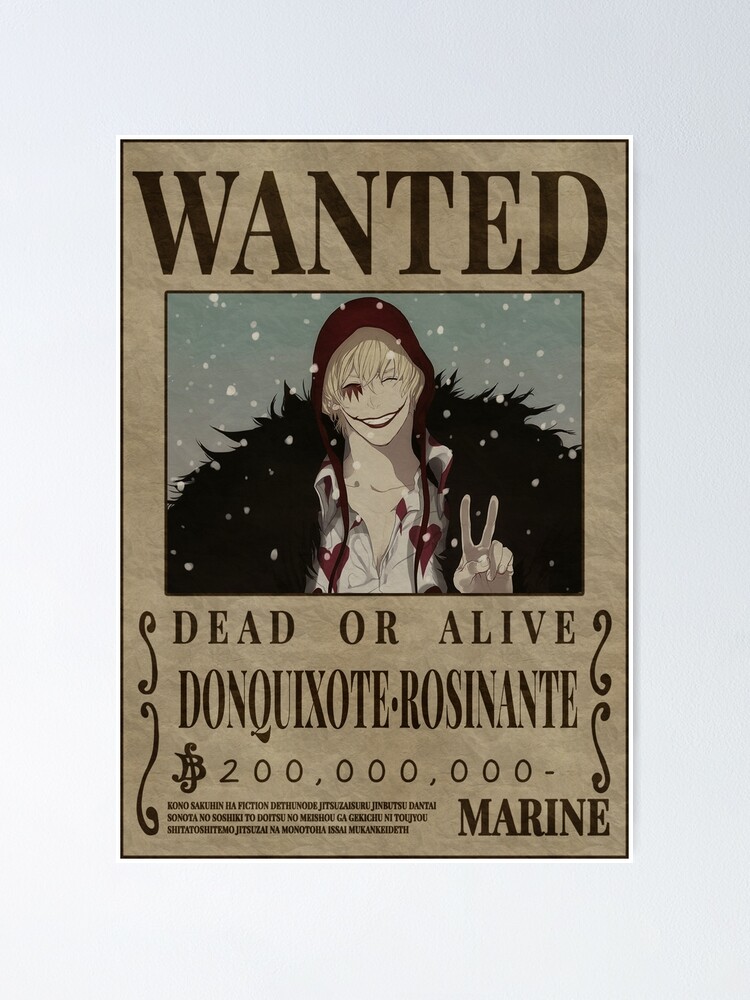 Donquixote Rosinante Wanted One Piece Corazon Bounty Poster
