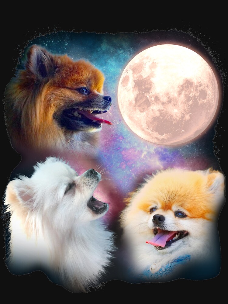 Pomeranian Dog T Shirt - Howling At Moon Pomeranian Dog T Shirt - Howling At Moon