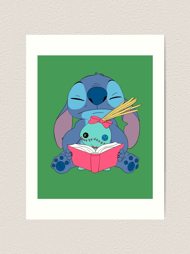 Stitch - Reading a book | Art Print