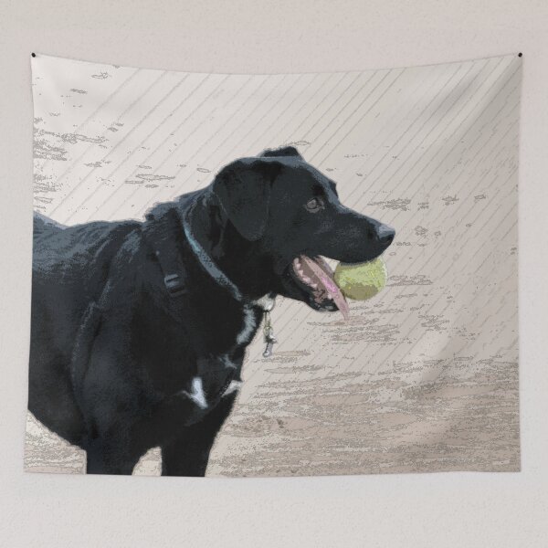 Artikelvorschau, Schwarzer Labrador mit Tennisball entworfen und verkauft von Jan Palmer.