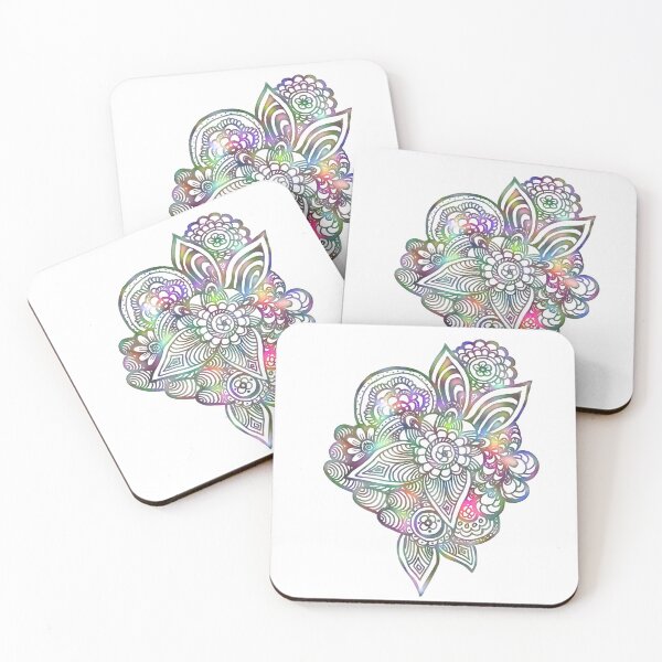 Item preview, Floral doodle hand drawn rainbow colors designed and sold by ANU911.