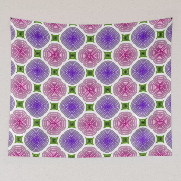 Item preview, Pink flower colors, unique hand drawn geometric repeating pattern - WelshDesigns designed and sold by welshdesigns.