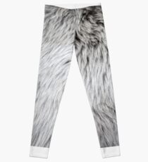 Close-up of grey faux fur Leggings