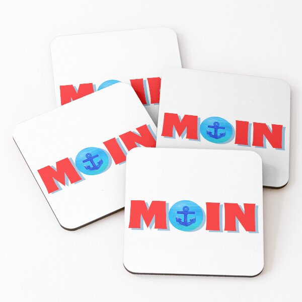 Item preview, Moin in red lettering for northern lights with an anchor painted on canvas. designed and sold by Anke Franikowski.
