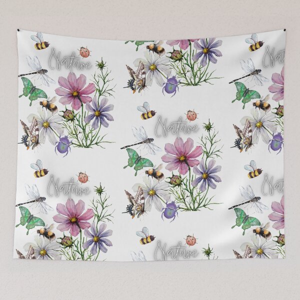Item preview, Nature Bees & Butterflies Colorful Illustration Design designed and sold by EarthArtDesigns.