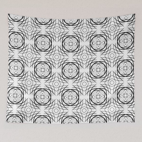 Item preview, Black and White, unique hand drawn geometric repeating pattern - WelshDesigns designed and sold by welshdesigns.