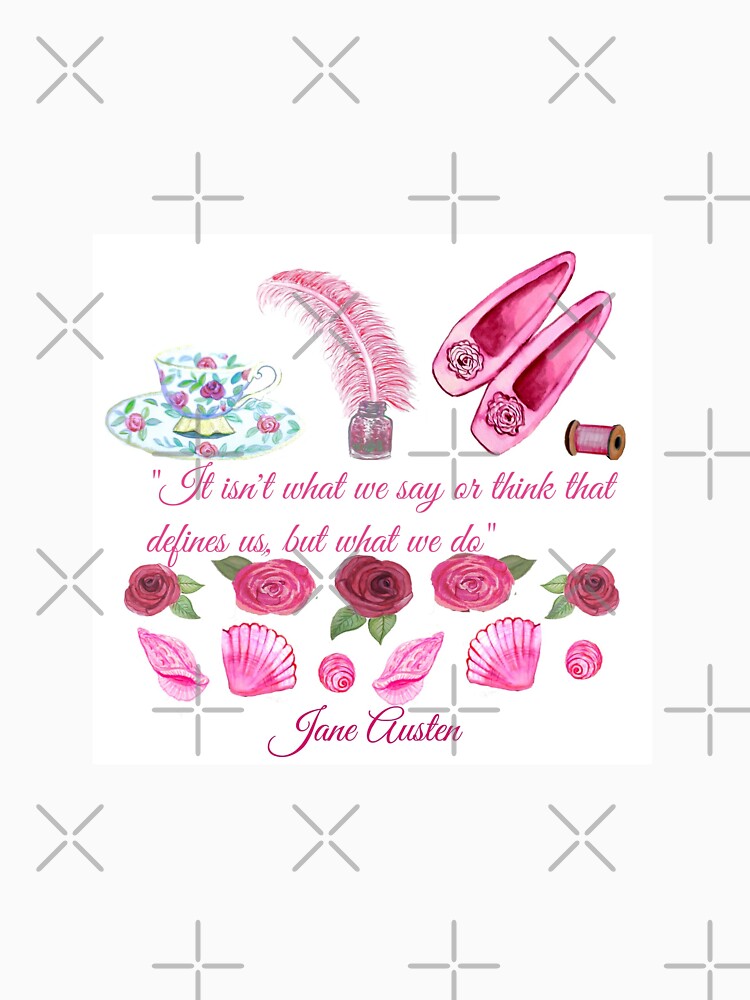 Jane Austen quote and shoes, pen and teacup by MagentaRose