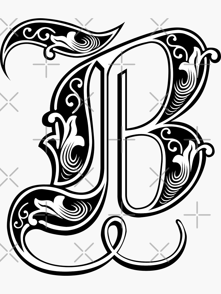 "Floral Letter B. Vintage Ornament Initial Alphabet." Sticker For Sale ...