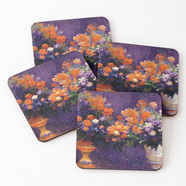 Item preview, Monet inspired vases of flowers designed and sold by ThePurpleMelon.