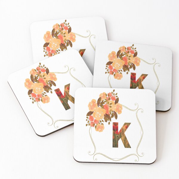 Artikelvorschau, Initial K Flowers Design, Monogramm mit Blumen, erste Geschenke für Her- entworfen und verkauft von bartdesigner.