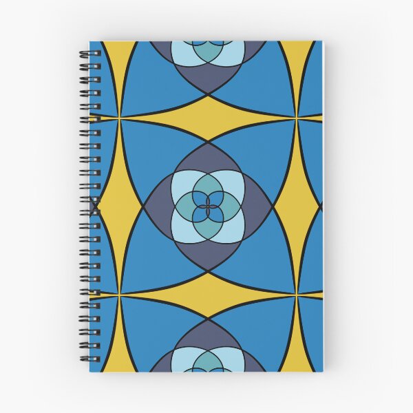 Item preview, Cool blues with yellow, unique hand drawn geometric repeating pattern - WelshDesigns designed and sold by welshdesigns.