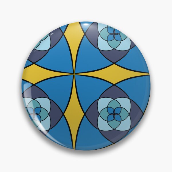 Item preview, Cool blues with yellow, unique hand drawn geometric repeating pattern - WelshDesigns designed and sold by welshdesigns.