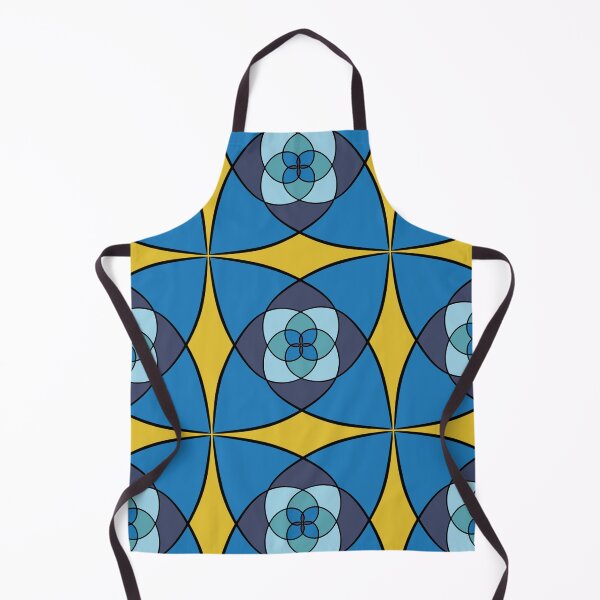 Item preview, Cool blues with yellow, unique hand drawn geometric repeating pattern - WelshDesigns designed and sold by welshdesigns.
