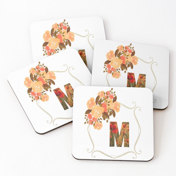 Artikelvorschau, Initial M Flowers Design, Monogramm mit Blumen, erste Geschenke für Her- entworfen und verkauft von bartdesigner.