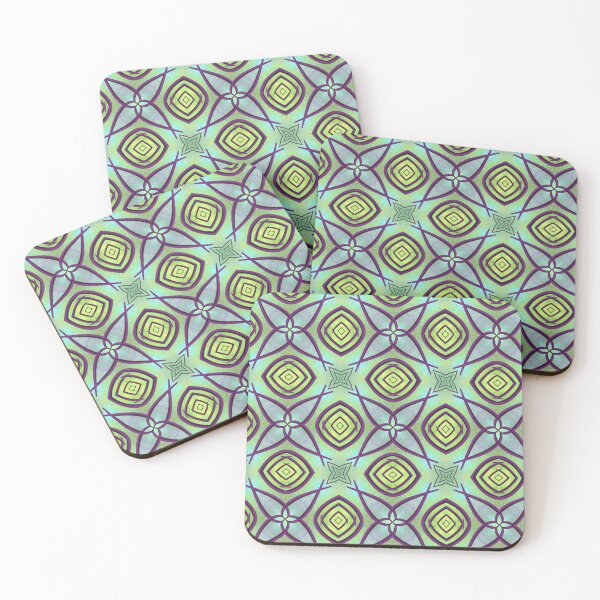 Item preview, Cool purple with yellow green background, unique hand drawn geometric repeating pattern - WelshDesigns designed and sold by welshdesigns.