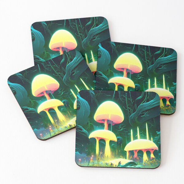 Item preview, Neon yellow mushrooms | AI art designed and sold by MichelangeloAI.