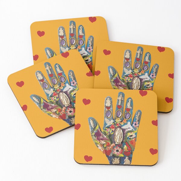 Item preview, Milagritos mexican colorful ornament hand exvoto traditional sacred heart boho chic decoration designed and sold by T-Mex.