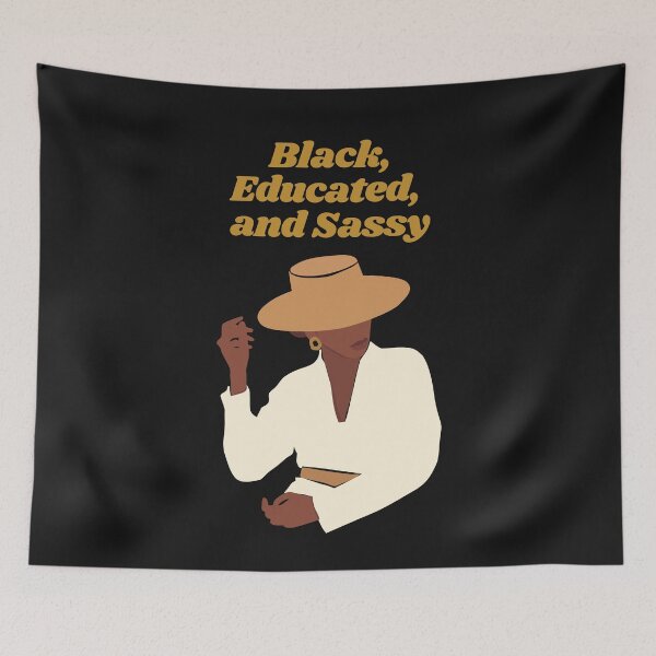 Item preview, Black, Educated, and Sassy - proud black woman with hat, dressed in white designed and sold by Mechanical-Artt.