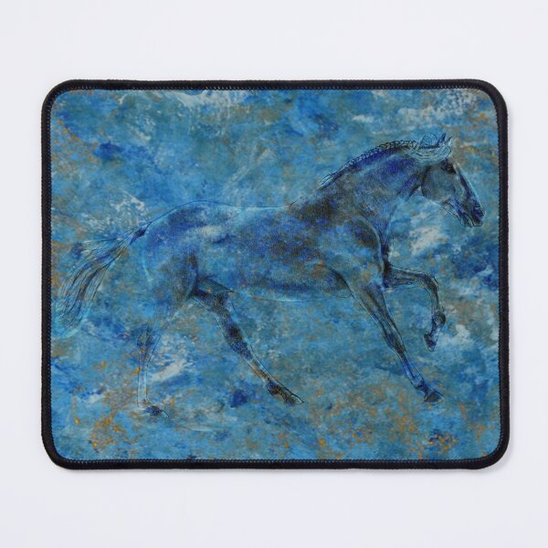 Item preview, Galloping horse 4 - marbled blue gold background designed and sold by SylvieG18.