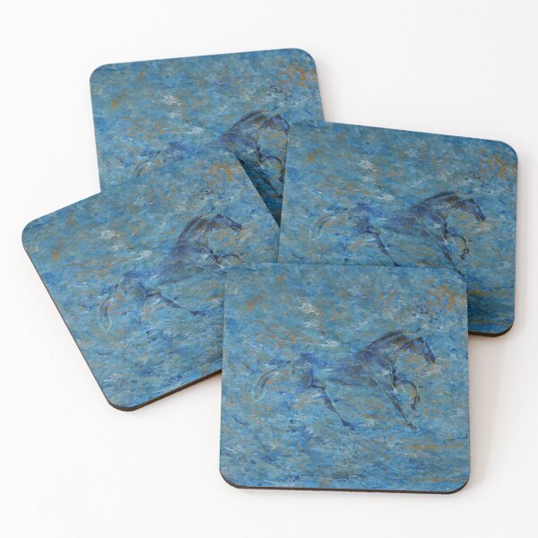 Item preview, Galloping horse 4 - marbled blue gold background designed and sold by SylvieG18.