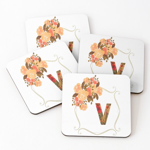 Artikelvorschau, Initial V Flowers Design, Monogramm mit Blumen, erste Geschenke für Her- entworfen und verkauft von bartdesigner.