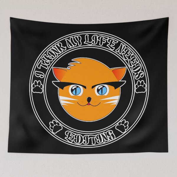 Item preview, I think my life needs editing quote written on circle and a funny cat inside it designed and sold by moses11m.