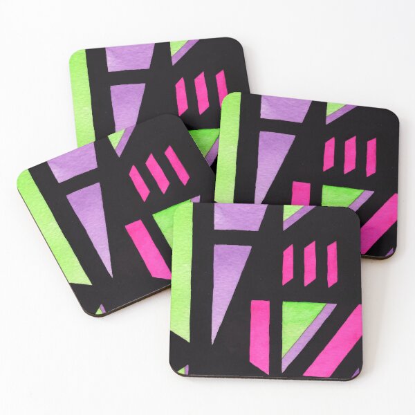 Item preview, Pink, Lime, Lilac Abstract Modern Designs On Black designed and sold by DEC02.