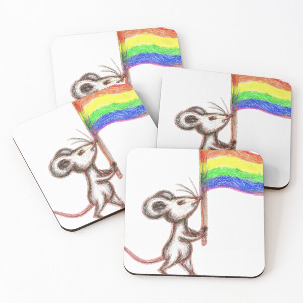 Item preview, Tiny Cute LGBTQ Mouse holding a Pride Flag designed and sold by DonutShirts.