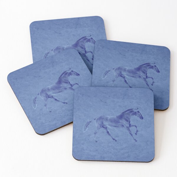 Item preview, Galloping horse 4 - blue mottled background designed and sold by SylvieG18.