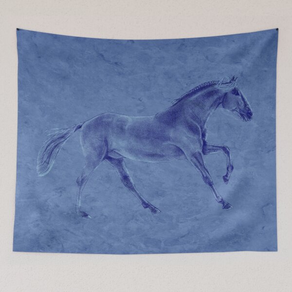 Item preview, Galloping horse 4 - blue mottled background designed and sold by SylvieG18.