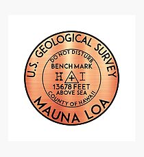 BENCHMARK MAUNA LOA HAWAII GEOCACHING USGS VOLCANO SILVER Photographic Print