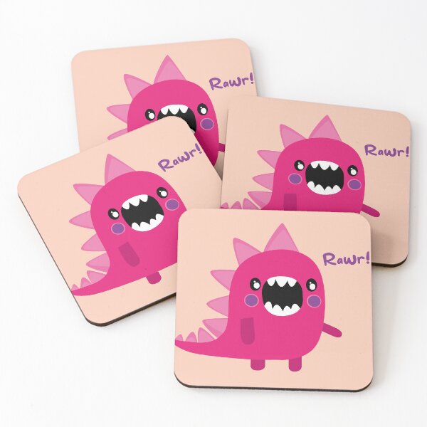 Item preview, Adorable hot pink dinosaur kawaii dino cartoon cute rawr funny lovely designed and sold by Novel-ty.