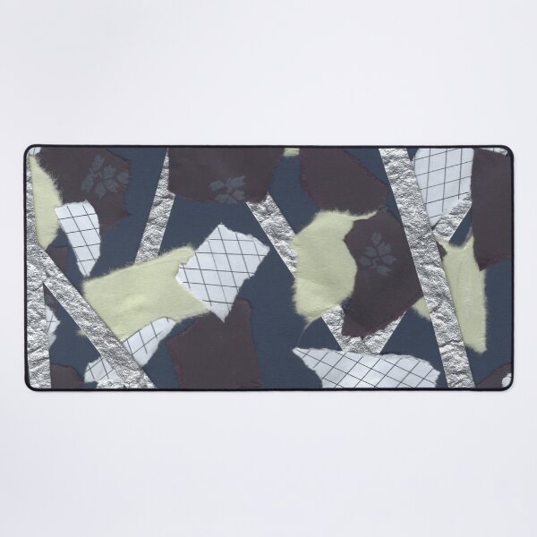 Item preview, Florals and Textures - Black, Blue, Green, Silver - Abstract Mixed Torn Paper Collage designed and sold by GenAumonier.