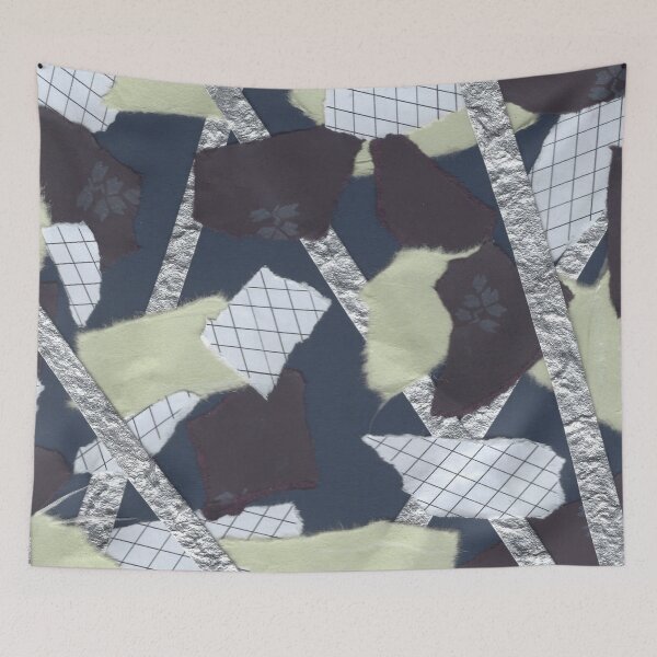 Item preview, Florals and Textures - Black, Blue, Green, Silver - Abstract Mixed Torn Paper Collage  designed and sold by GenAumonier.