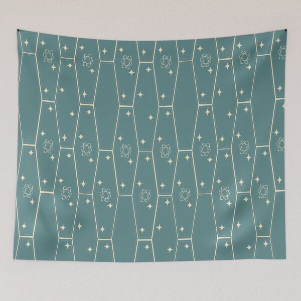 Item preview, Patrón de estrella atómica hexagonal alargada moderna de mediados de siglo 1.1 designed and sold by Old Urban Farmhouse Design Studio.