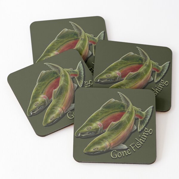 Item preview, Gone Fishing Coho Salmon Fish Art designed and sold by ArtistKimHunter.
