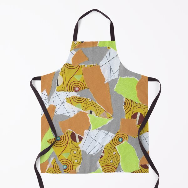 Item preview, Neon and Retro - Orange, Line Green, Grey - Abstract Mixed Torn Paper Collage designed and sold by GenAumonier.