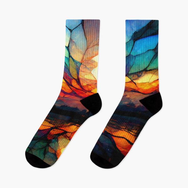 Item preview, Stained Glass Sunset Sky Landscape Art designed and sold by phantasiartz.