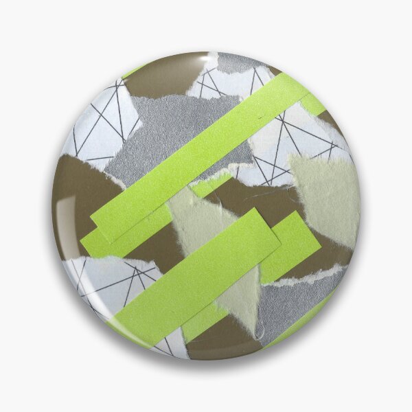 Item preview, Neon Bars and Silver Flakes - Lime Green, Silver, Brown - Abstract Mixed Torn Paper Collage  designed and sold by GenAumonier.