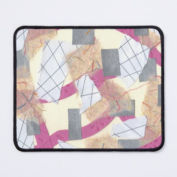 Item preview, Waves and Ribbons - Pink, Silver, Peach, Rainbow - Abstract Mixed Torn Paper Collage  designed and sold by GenAumonier.