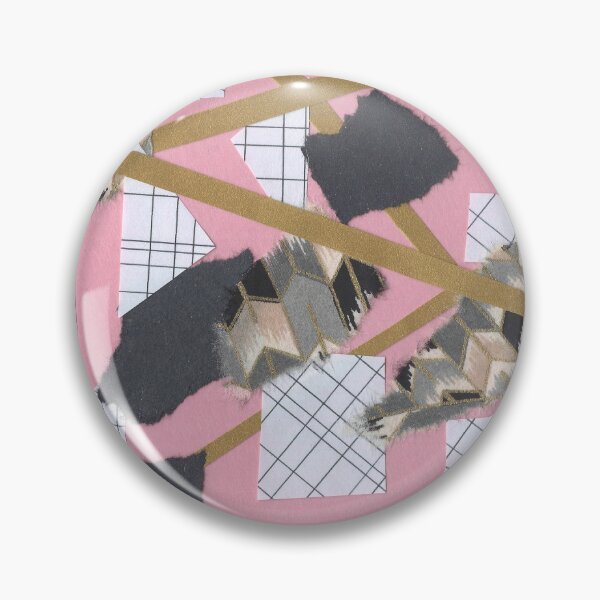Item preview, Feathers and Frays - Pink, Gold, Black, White - Abstract Mixed Torn Paper Collage  designed and sold by GenAumonier.