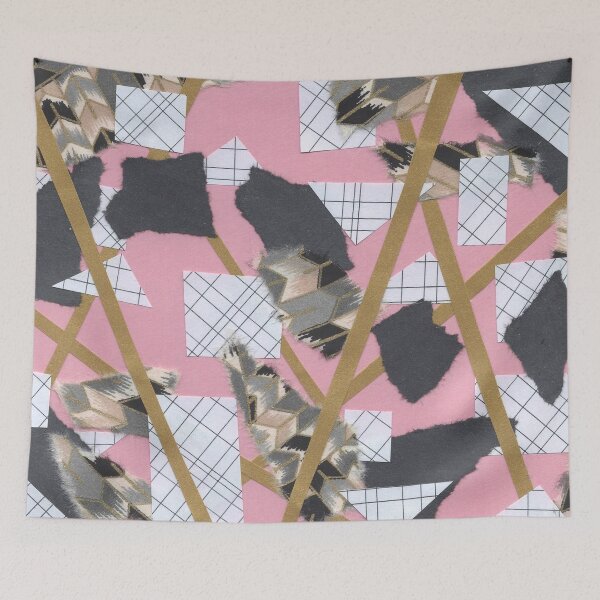 Item preview, Feathers and Frays - Pink, Gold, Black, White - Abstract Mixed Torn Paper Collage  designed and sold by GenAumonier.