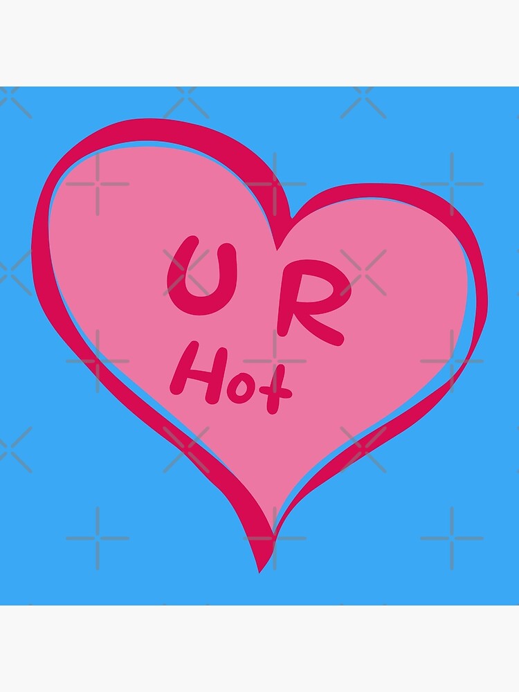 "UR Hot cute baby blue hot pink heart flirty valentine's day hand draw
