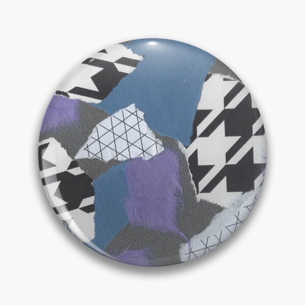 Item preview, Houndstooth and Hard Edges - Black, White, Purple, Blue - Abstract Mixed Torn Paper Collage  designed and sold by GenAumonier.