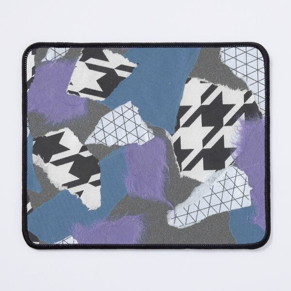Item preview, Houndstooth and Hard Edges - Black, White, Purple, Blue - Abstract Mixed Torn Paper Collage  designed and sold by GenAumonier.