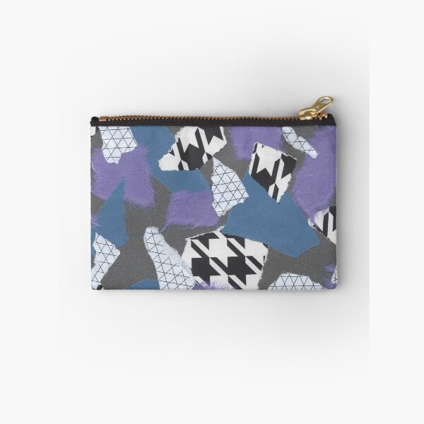 Item preview, Houndstooth and Hard Edges - Black, White, Purple, Blue - Abstract Mixed Torn Paper Collage  designed and sold by GenAumonier.