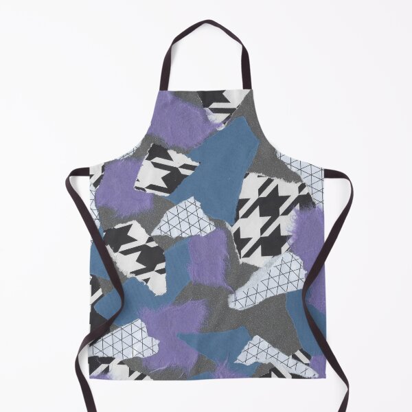 Item preview, Houndstooth and Hard Edges - Black, White, Purple, Blue - Abstract Mixed Torn Paper Collage designed and sold by GenAumonier.